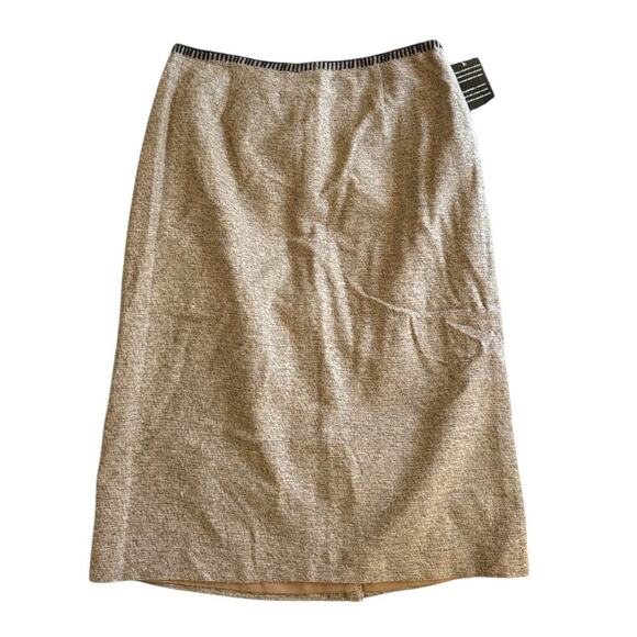 Kasper VTG 90s Western Pencil Skirt 8 Frontier Country Brown Beige Y2K Midi Prep - Picture 1 of 11